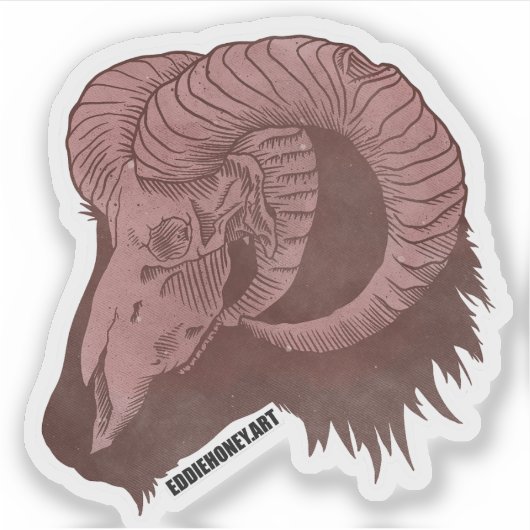 Schädel - Ziege Aufkleber (Vorderseite)