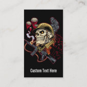 Schädel-Zuhälter mit Hut, Gläsern, Goldkette und Visitenkarte (Rückseite)