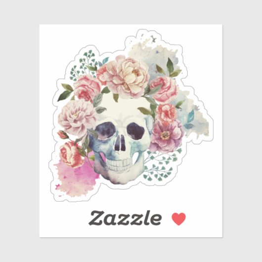 Schädelblume Aufkleber (Blatt)