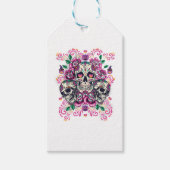 Schädelblume, Skelett Aquarellfarbe Rosa, Hallowee Geschenkanhänger (Vorderseite)