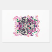 Schädelblume, Skelett Aquarellfarbe Rosa, Hallowee Geschenkpapier Set (Vorderseite)
