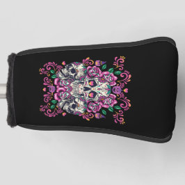 Schädelblume, Skelett Aquarellfarbe Rosa, Hallowee Golf Headcover