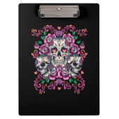 Schädelblume, Skelett Aquarellfarbe Rosa, Hallowee Klemmbrett (Vorderseite)