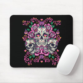 Schädelblume, Skelett Aquarellfarbe Rosa, Hallowee Mousepad