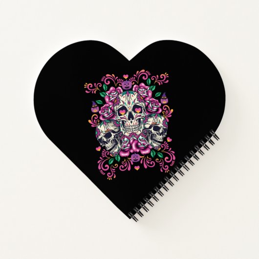 Schädelblume, Skelett Aquarellfarbe Rosa, Hallowee Notizblock (Rückseite)