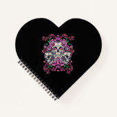 Schädelblume, Skelett Aquarellfarbe Rosa, Hallowee Notizblock (Vorderseite)