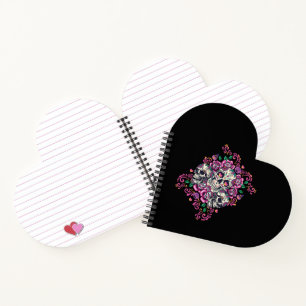 Schädelblume, Skelett Aquarellfarbe Rosa, Hallowee Notizblock