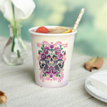 Schädelblume, Skelett Aquarellfarbe Rosa, Hallowee