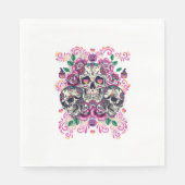 Schädelblume, Skelett Aquarellfarbe Rosa, Hallowee Serviette (Vorderseite)