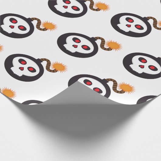 Schädelbombe-Cartoon Geschenkpapier (Ecke)