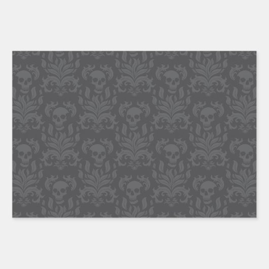 Schädelbrand-Damaskus in launischen Grautönen Geschenkpapier Set (Vorderseite 3)