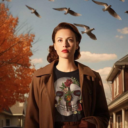 Schädelbrand mit Blume T-Shirt