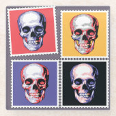 SchädelBriefmarke Glasuntersetzer (Vorderseite)