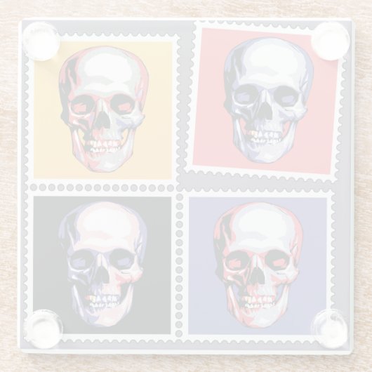SchädelBriefmarke Glasuntersetzer (Rückseite)