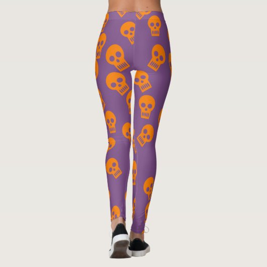 Schädelconfetti-Gamaschen orange/lila Leggings (Rückseite)