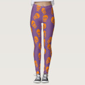 Schädelconfetti-Gamaschen orange/lila Leggings (Vorderseite)