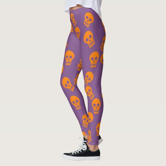 Schädelconfetti-Gamaschen orange/lila Leggings (Links)