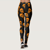 Schädelconfetti-Gamaschen orange/Schwarzes Leggings (Rückseite)