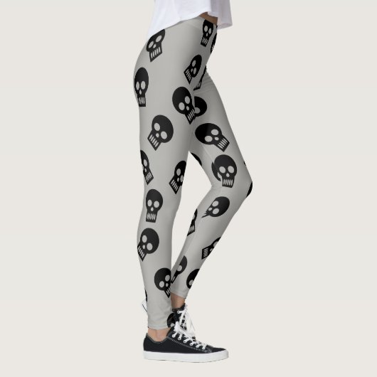 Schädelconfetti-Gamaschen-Schwarzes/Grau Leggings (Rechts)