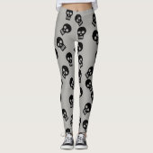 Schädelconfetti-Gamaschen-Schwarzes/Grau Leggings (Vorderseite)