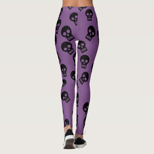 Schädelconfetti-Gamaschen-Schwarzes/Lila Leggings (Rückseite)