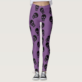 Schädelconfetti-Gamaschen-Schwarzes/Lila Leggings