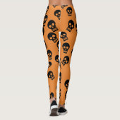 Schädelconfetti-Gamaschen-Schwarzes/Orange Leggings (Rückseite)