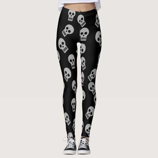 Schädelconfetti-Leggings grau/Schwarzes Leggings (Vorderseite)