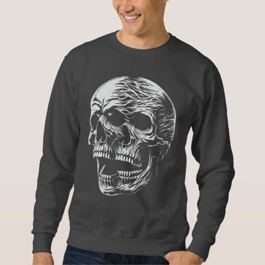 Schädelcreme - Dunkelgotischer Schädel Sweatshirt (Vorderseite)