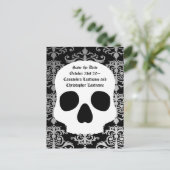 Schädeldamast | SAVE THE DATE Ankündigungspostkarte (Stehend Vorderseite)