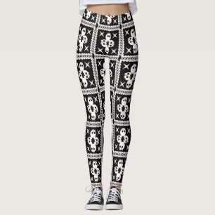Schädeldesign in Schwarzweiß Leggings