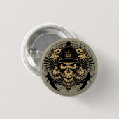 Schädeldesign mit Flügeln und Symbolen Button (Vorne & Hinten)