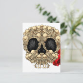 Schädeldesign - Pyramide von Schädeln und Rose Postkarte (Stehend Vorderseite)