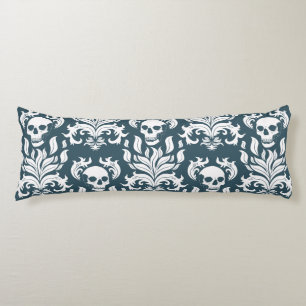 Schädelflammdamaske in glänzend weiß auf latzblau seitenschläferkissen