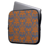 Schädelflammdamaske in Orange auf blau grau Laptopschutzhülle (Vorderseite Links)