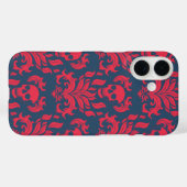 Schädelflammdamaske in rot auf blau Case-Mate iPhone hülle (Rückseite (Horizontal))