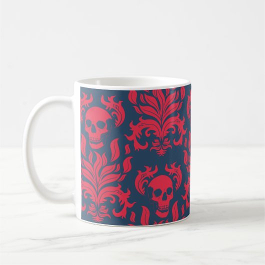 Schädelflammdamaske in rot auf blau kaffeetasse (Links)