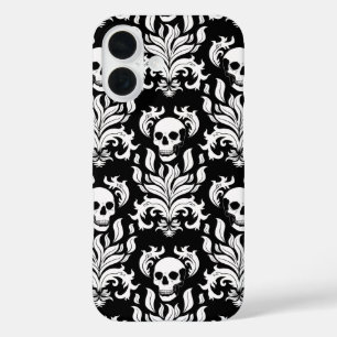 Schädelflammdamaske in schwarz, schwarz und weiß iPhone 16 hülle