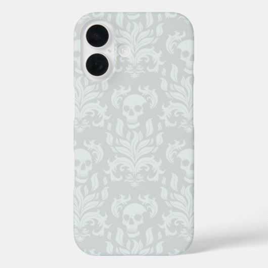 Schädelflammdamast in klassisch weiß Case-Mate iPhone hülle (Rückseite)