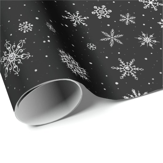 Schädelflocken (schwarz) geschenkpapier (Rolleneckpunkt)