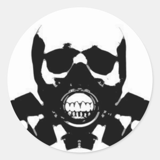 Schädelgasmaske-Knochen Runder Aufkleber (Vorderseite)