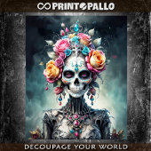 Schädelgöttin in Blume - Lady Death Seidenpapier