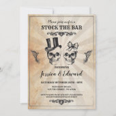 Schädelhaufen Bar Halloween Vintag Einladung (Vorderseite)