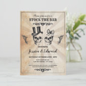 Schädelhaufen Bar Halloween Vintag Einladung (Stehend Vorderseite)