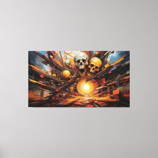 Schädelhaufen in Flammen Leinwanddruck (Vorderseite)