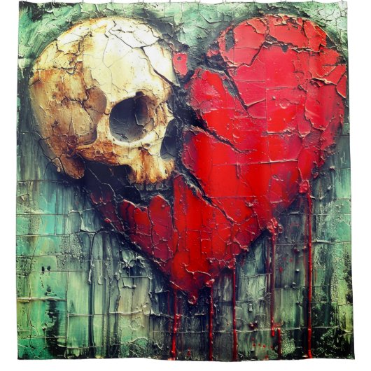 Schädelherz Duschvorhang (Vorderseite)