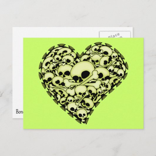 Schädelherz - grün postkarte (Vorne/Hinten)