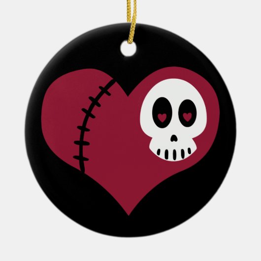Schädelherz Keramik Ornament (Vorne)