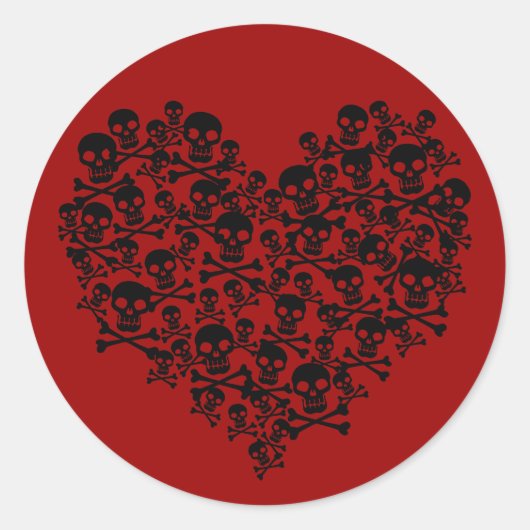Schädelherz Runder Aufkleber (Vorderseite)