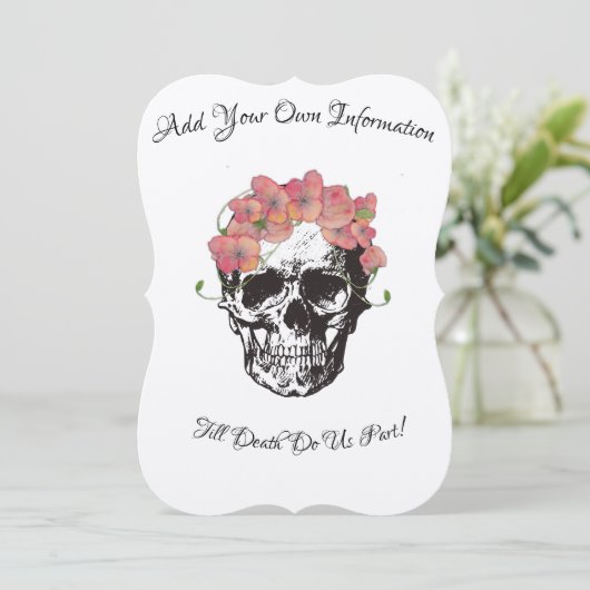 Schädelhochzeit bis zum Tod laden uns ein Einladung (Stehend Vorderseite)